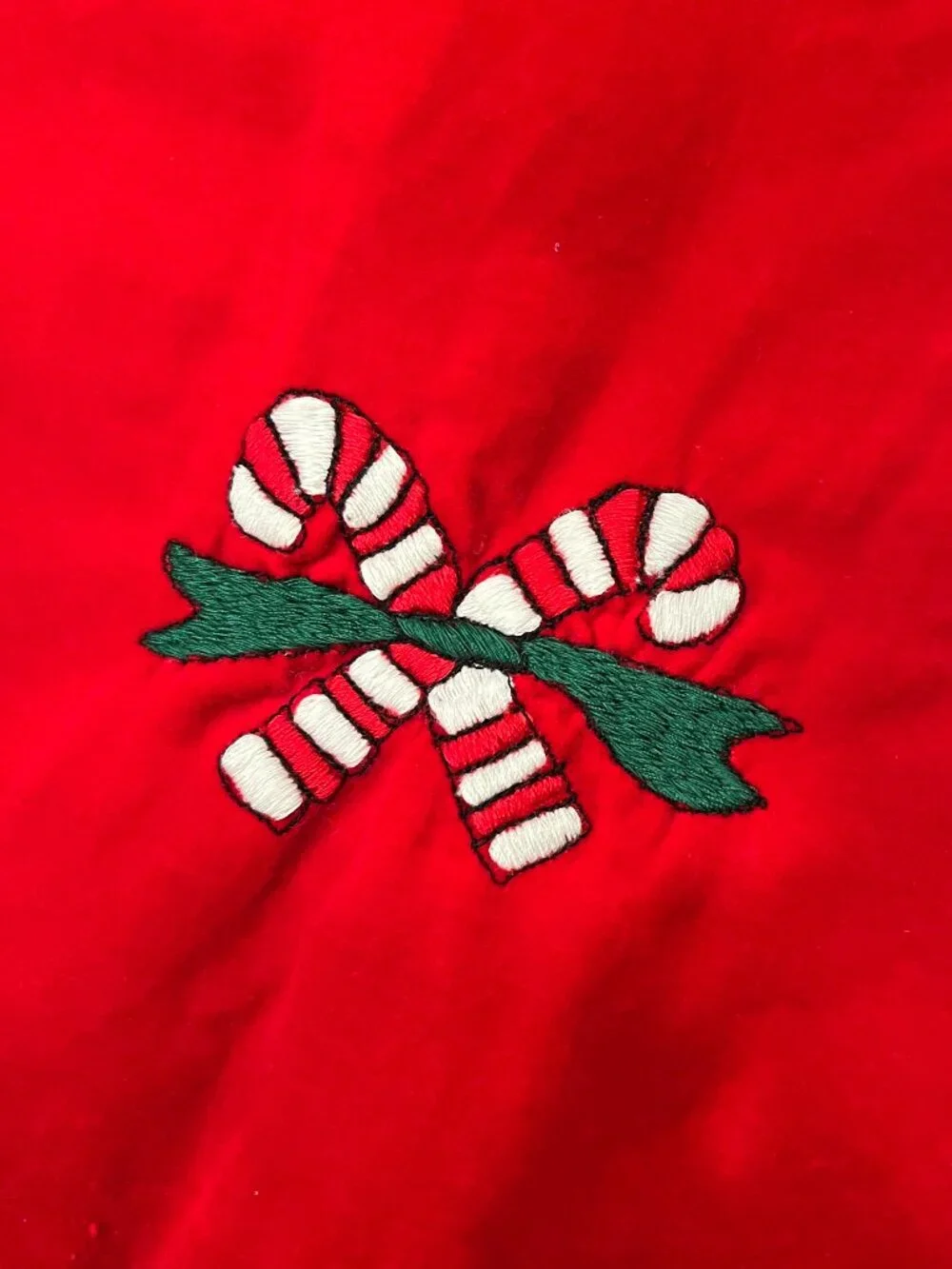 Red Velvet Tree Skirt with Gingerbread People